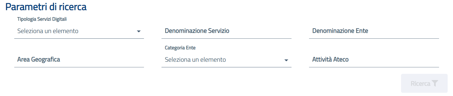 Parametri di Ricerca Servizi Digitali